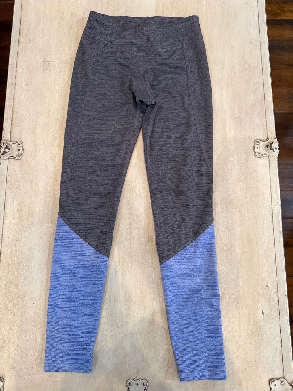 Champion Girls Gray and Light Blue Colorblock Leggings